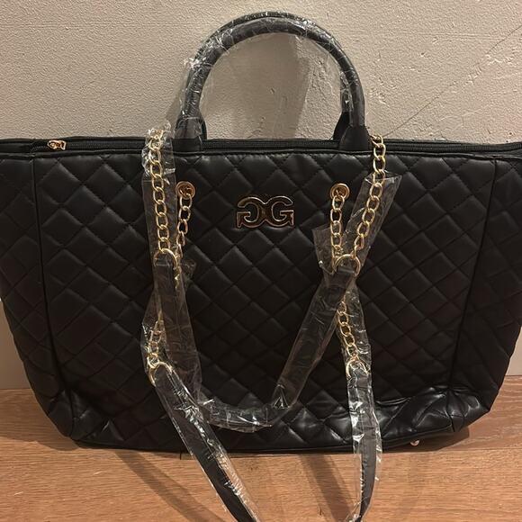 DG2 Diane Gilman Quilted Large Tote Black GGH-518 NWT Zip Top Carryall Bag - Picture 3 of 5